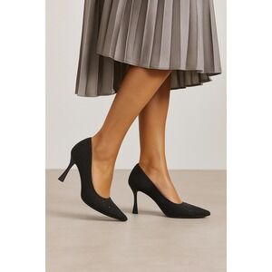 Cosy Island Women Black Rhinestone Stiletto‎ Heels Pointed Toe Pumps Size 7.5 W